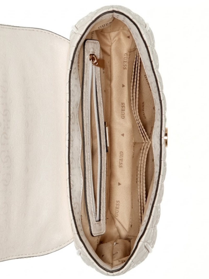 Bolsa de Ombro com Lapela e Alça Transversal Conversível Stacey Branca-Guess