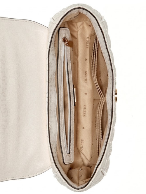 Bolsa de Ombro com Lapela e Alça Transversal Conversível Stacey Branca-Guess