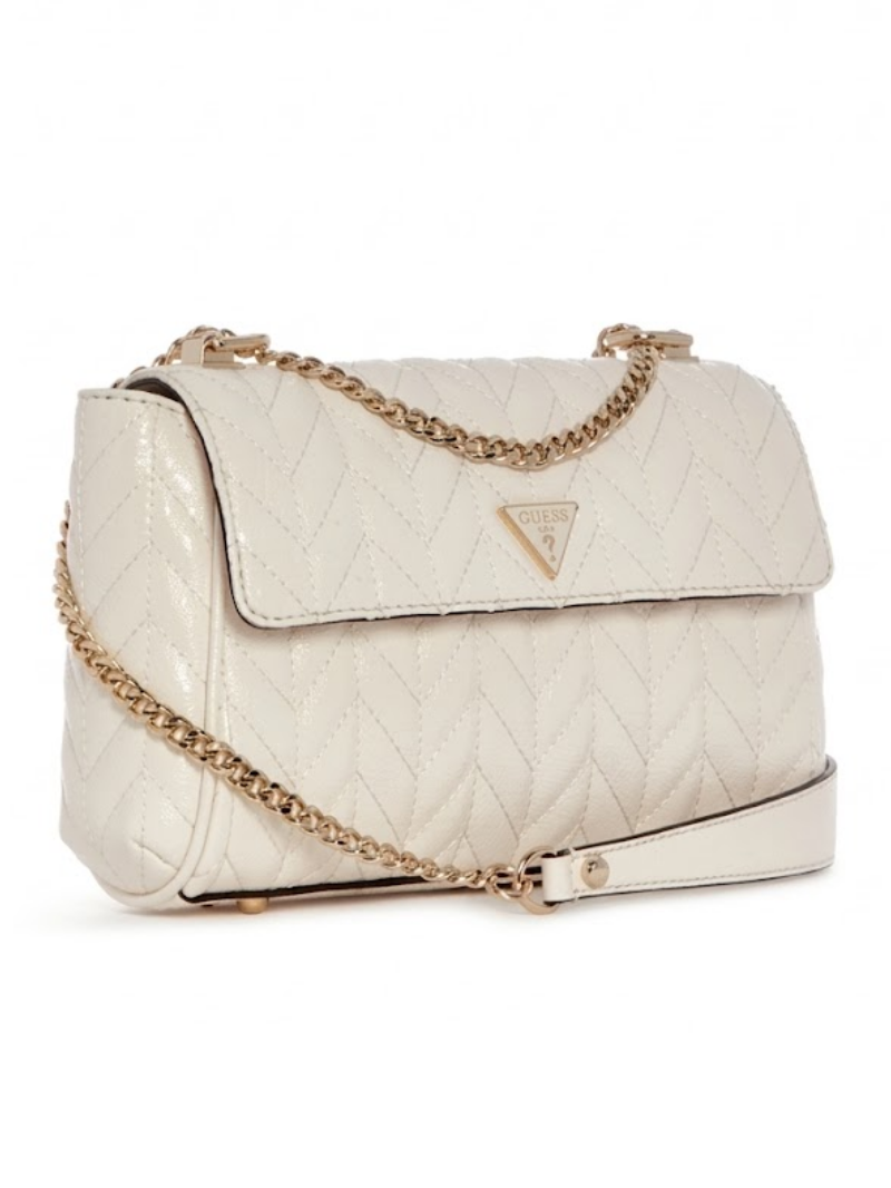 Bolsa de Ombro com Lapela e Alça Transversal Conversível Stacey Branca-Guess