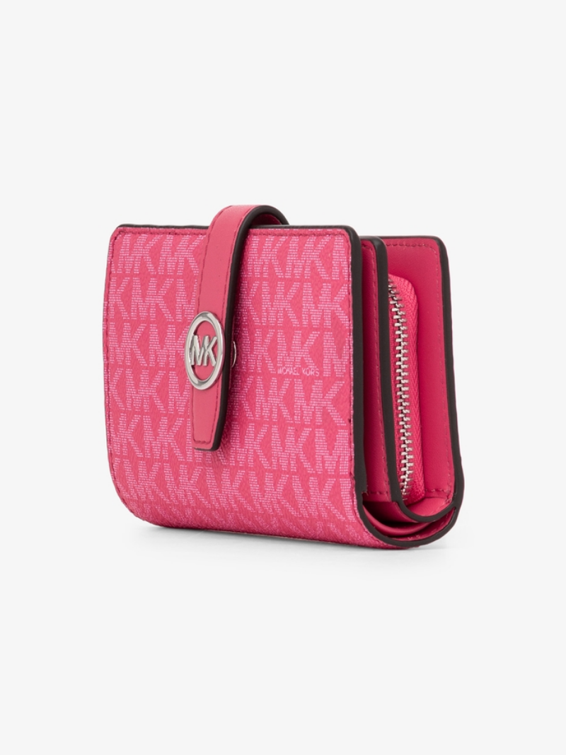 Carteira Média Zip-Around GREENWICH com Aba Rosa- Michael Kors
