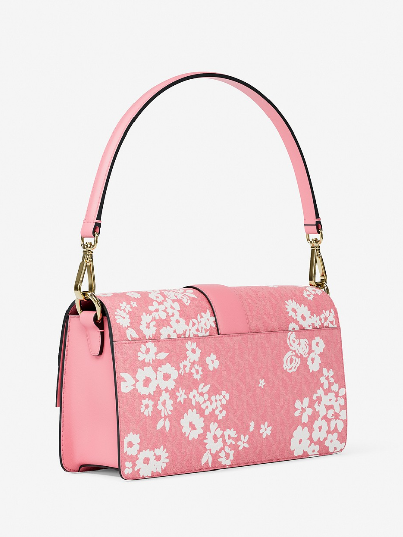 GREENWICH Bolsa Shoulder Média com Aba Estampa Floral Rosa- Michael Kors