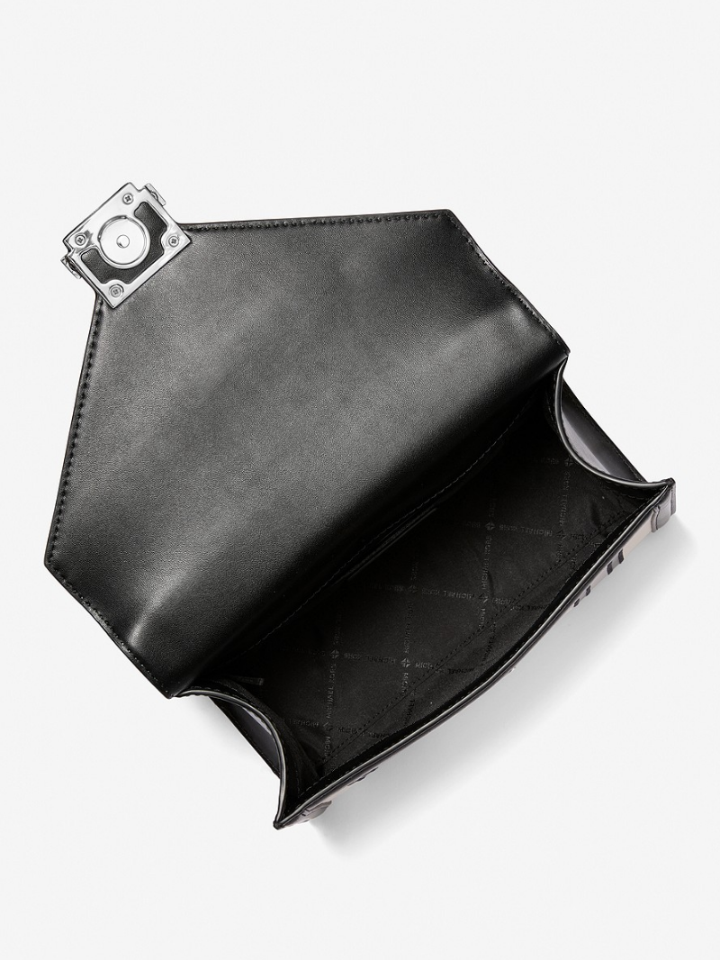 WHITNEY Bolsa Shoulder Média com Aba e Corrente Preta e Nude- Michael Kors