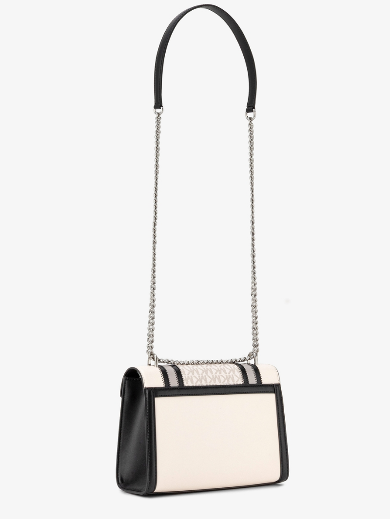 WHITNEY Bolsa Shoulder Média com Aba e Corrente Preta e Nude- Michael Kors