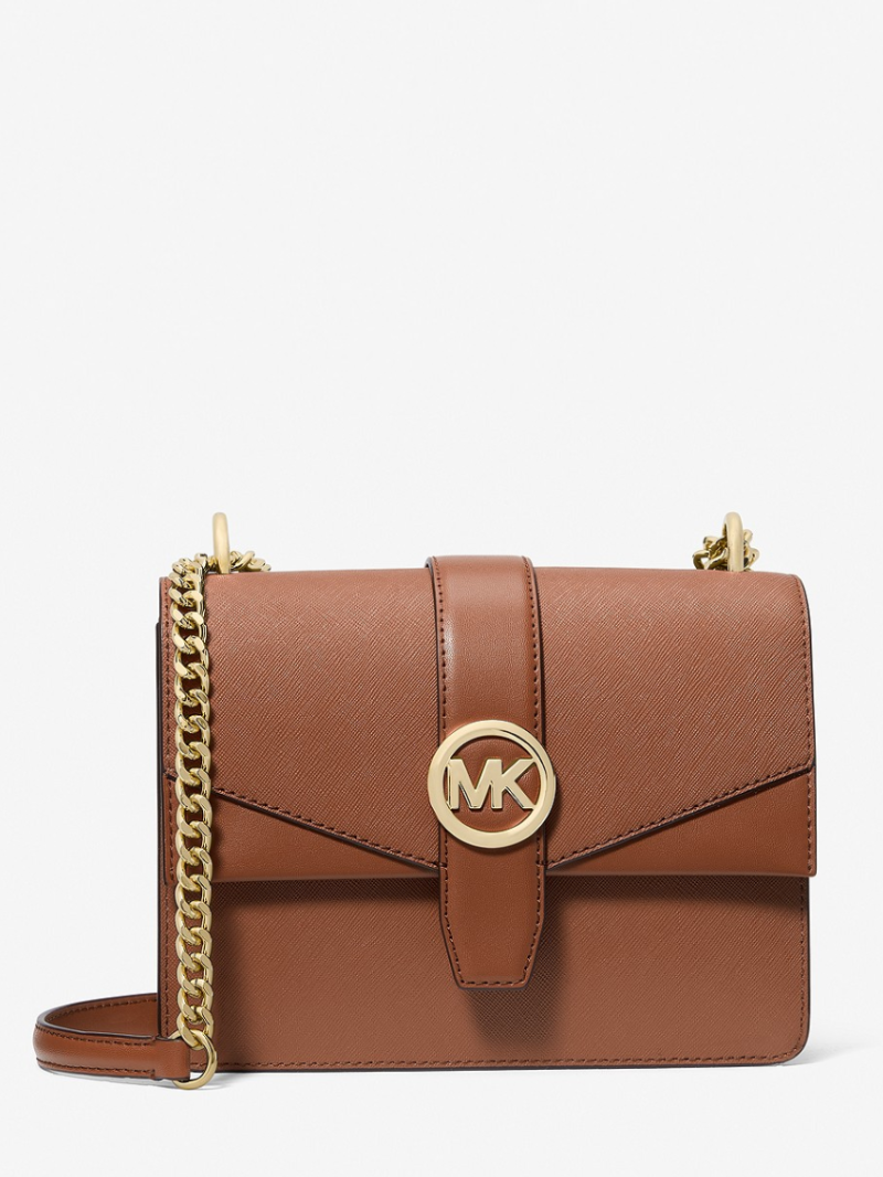 GREENWICH Bolsa Crossbody Pequena em Couro Saffiano com Flap- Michael Kors