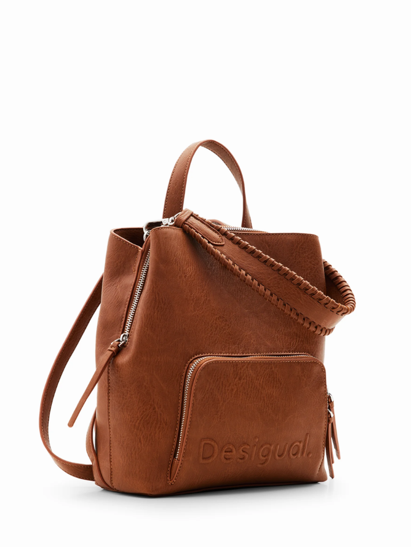 Mochila Média Half Logo Caramelo- Desigual