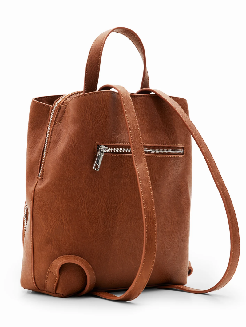 Mochila Média Half Logo Caramelo- Desigual