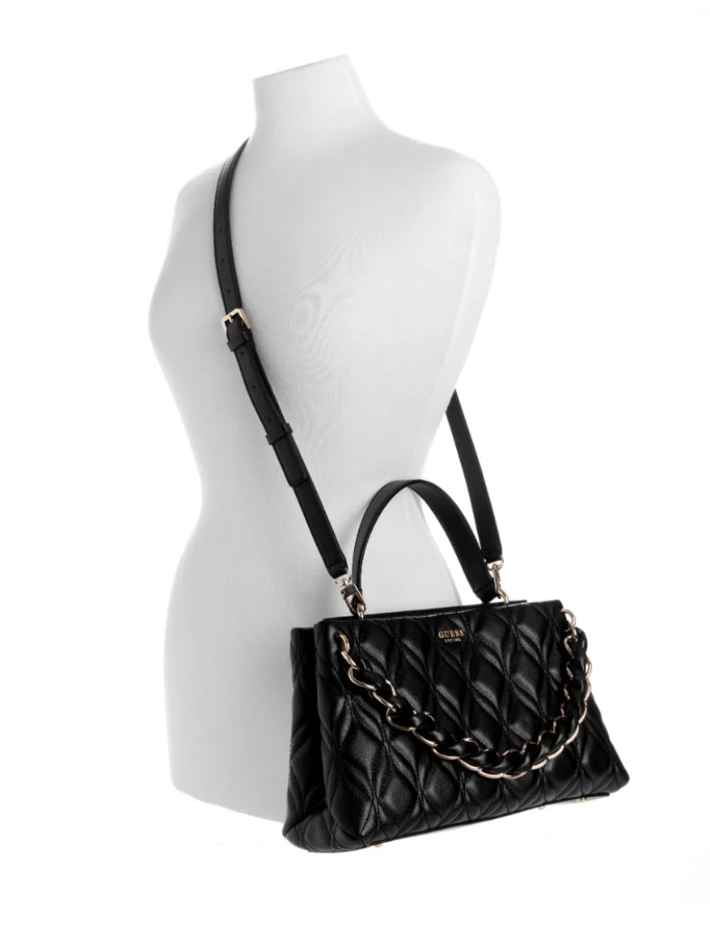 Bolsa Maxine 2 compartimentos Satchel Preta- Guess