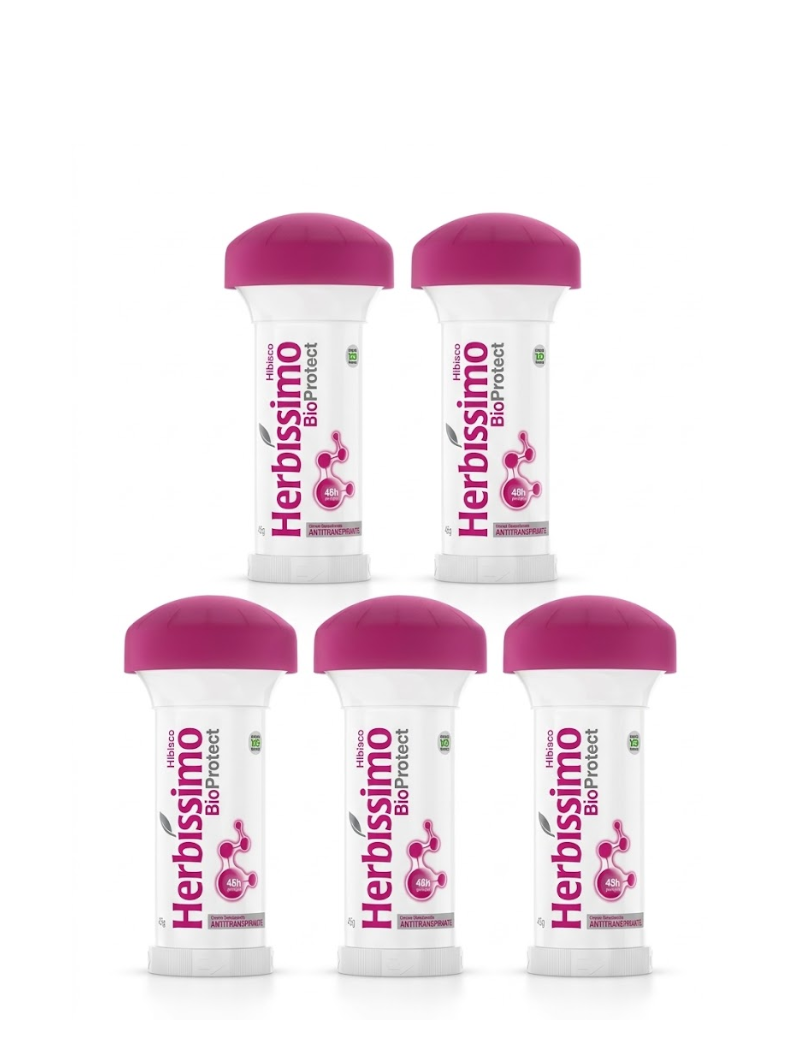 Kit Desodorante Herbíssimo Twist Bio Protect Hibisco 45g (5 unidades)