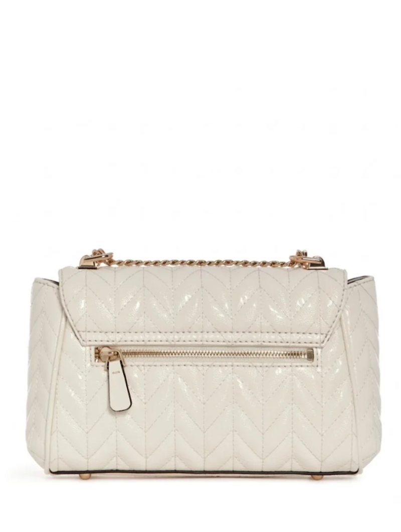Bolsa de Ombro com Lapela e Alça Transversal Conversível Stacey Branca-Guess