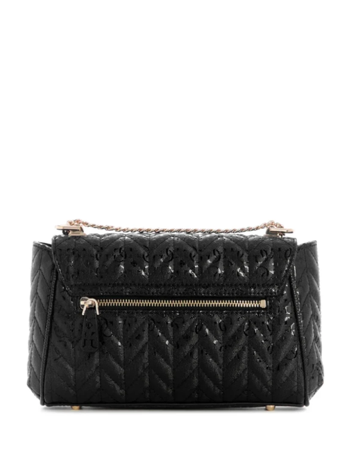 Bolsa de Ombro com Lapela e Alça Transversal Conversível Stacey Preta- Guess