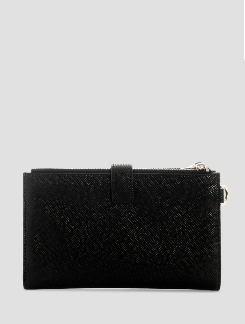 Carteira Organizadora Feminina Laurel II com Zíper Duplo Preta- Guess