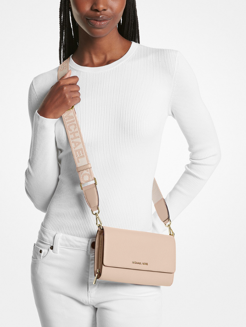 JET SET ITEM Carteira Zip Around Crossbody Grande- Michael Kors