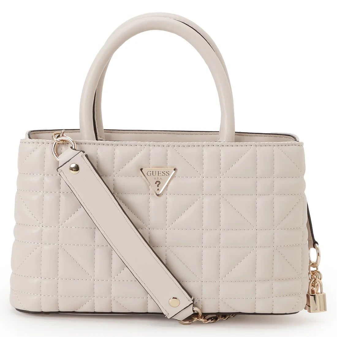GUESS Edita Elite Satchel Off White