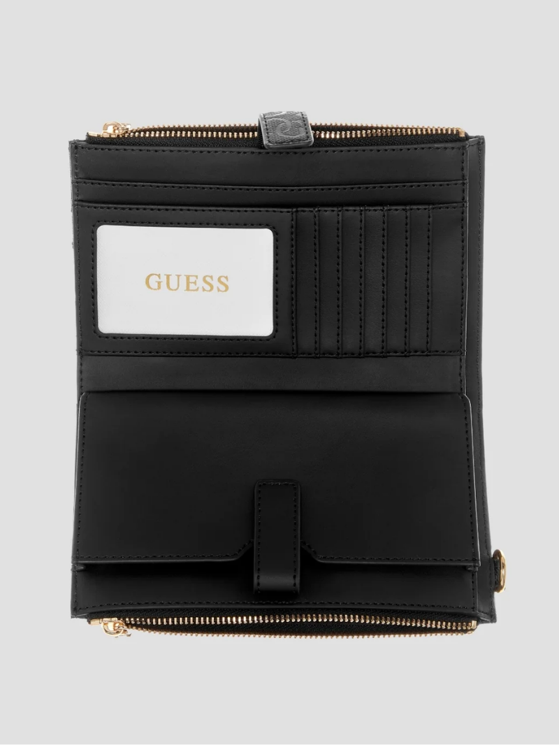 Carteira Organizadora Feminina Laurel II com Zíper Duplo Preta- Guess