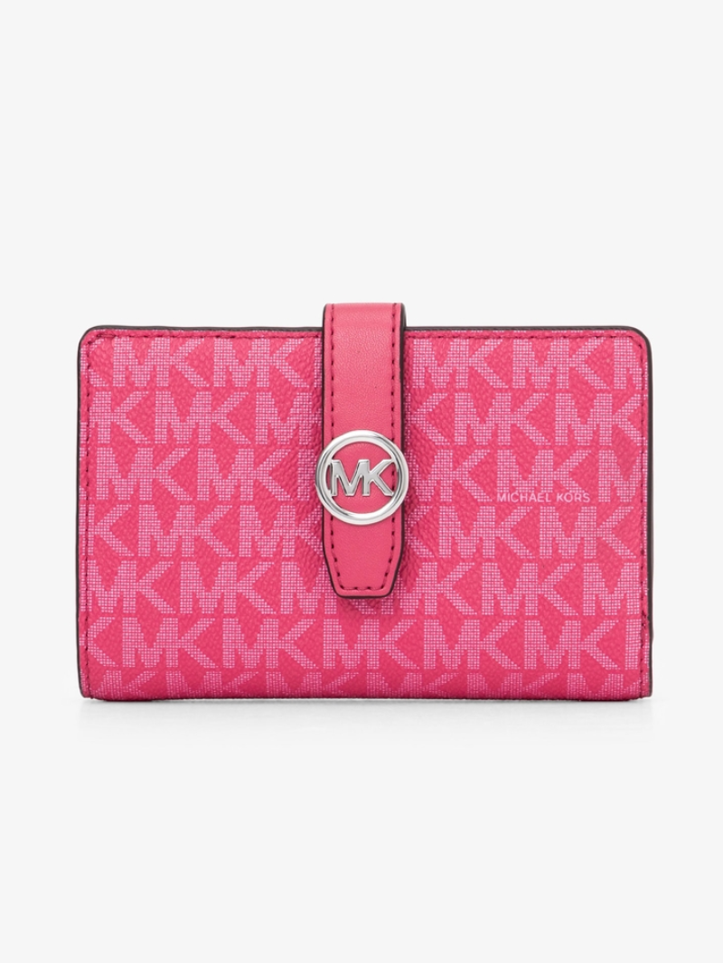 Carteira Média Zip-Around GREENWICH com Aba Rosa- Michael Kors