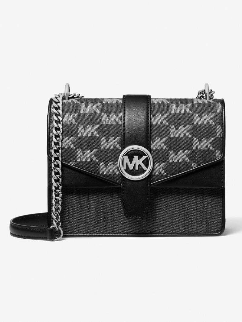 GREENWICH Bolsa Crossbody em Denim com Flap e Logo- Michael Kors