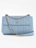 Bolsa de Ombro com Lapela e Alça Transversal Conversível Stacey Azul- Guess