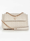 Bolsa de Ombro com Lapela e Alça Transversal Conversível Stacey Branca-Guess