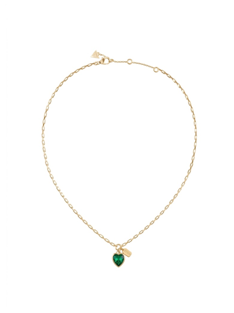 Colar Guess Love Dourado Cristal Verde