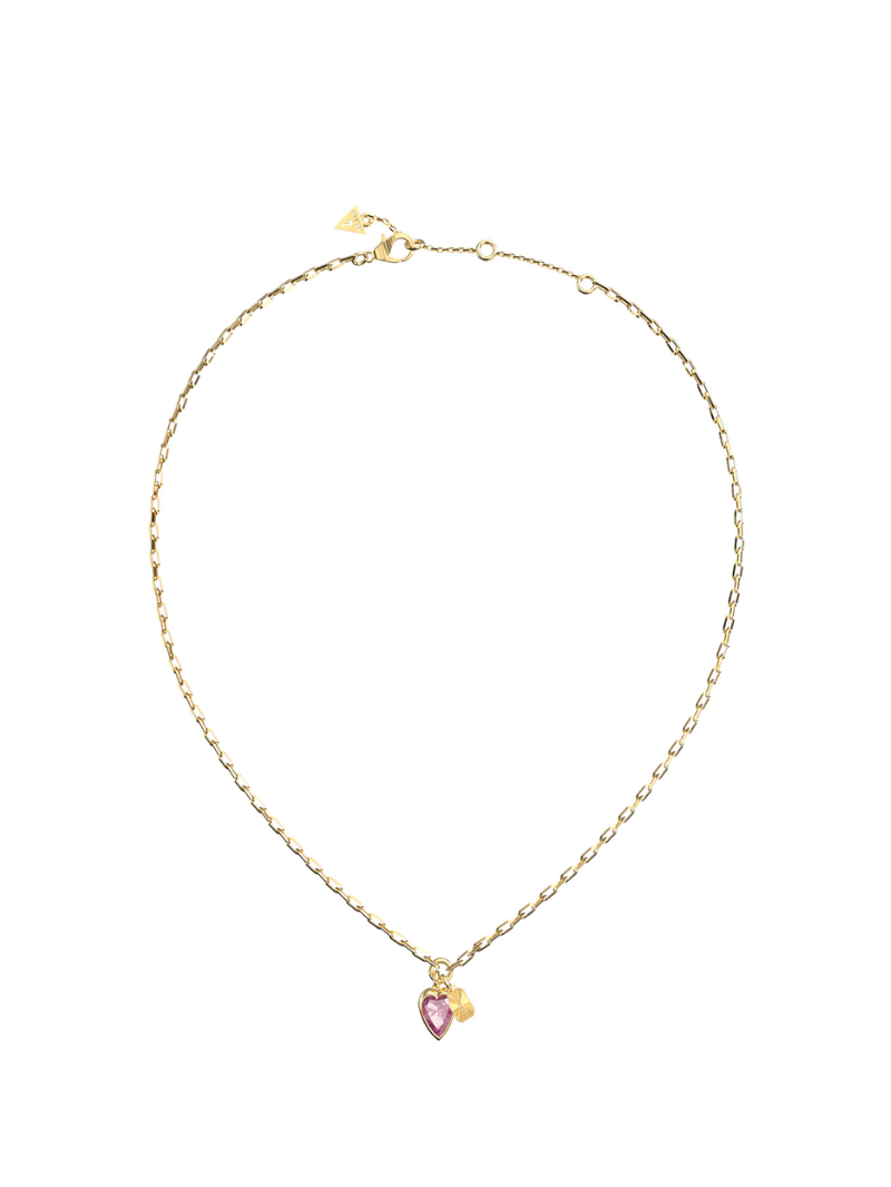 Colar Guess Love Dourado Cristal Rosa