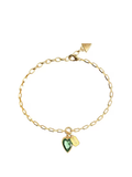Pulseira Guess Cristal Coração Verde Dourada – Tamanho L