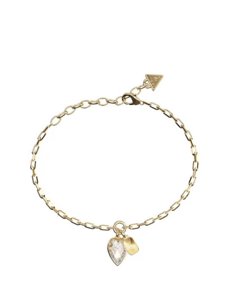 Pulseira Guess Cristal Coração Dourada – Tamanho S