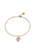 Pulseira Guess Cristal Coração Rosa Dourada – Tamanho L