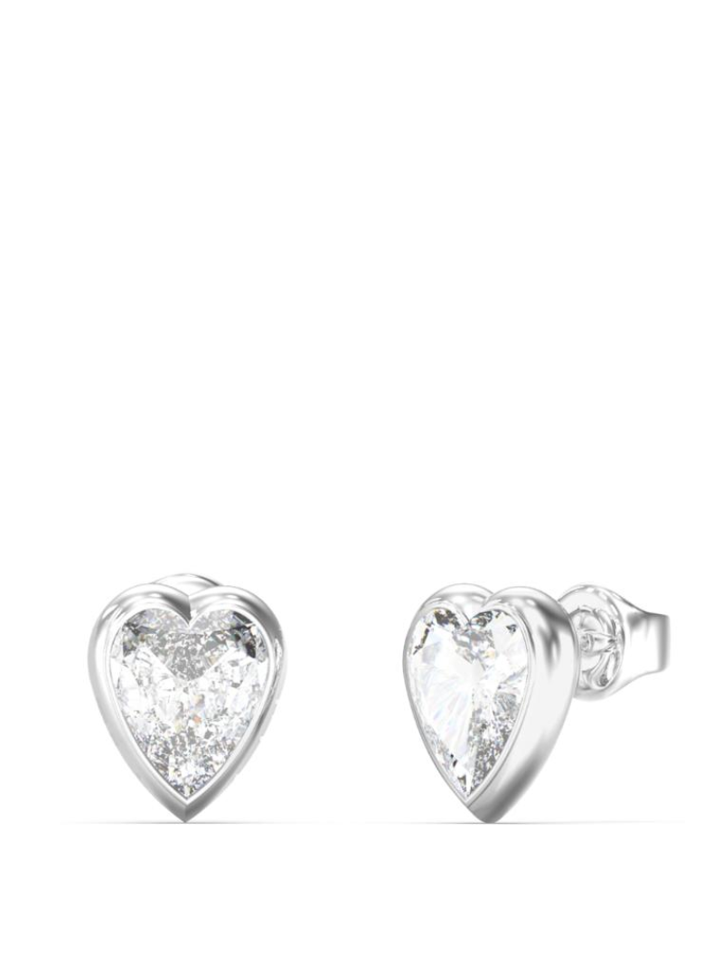 Brincos Guess Cristal Amor Prateados