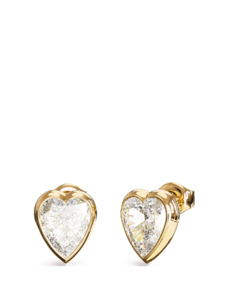Brincos Guess Cristal Amor Dourados